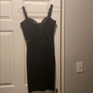Black satin mini dress